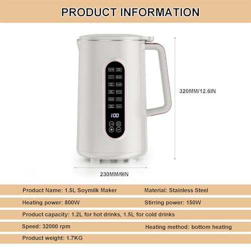 Máquina automática para leche de soja 1.5L acero inoxidable miniatura 7