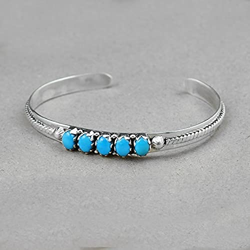 Turquoise Cuff Bracelet, 925 Solid Sterling Silver Bracelet, Sleeping Beauty Natural Turquoise Stone, Cuff Bracelets For Women, Handmade Bracelet, Gift, Christmas Gift, Gift For Wife #TOP7