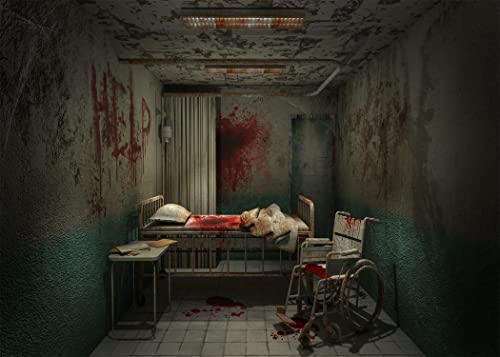 Toile de fond Halloween 7x5ft décor de salle sanglante d'hôpital d'horreur zombie
