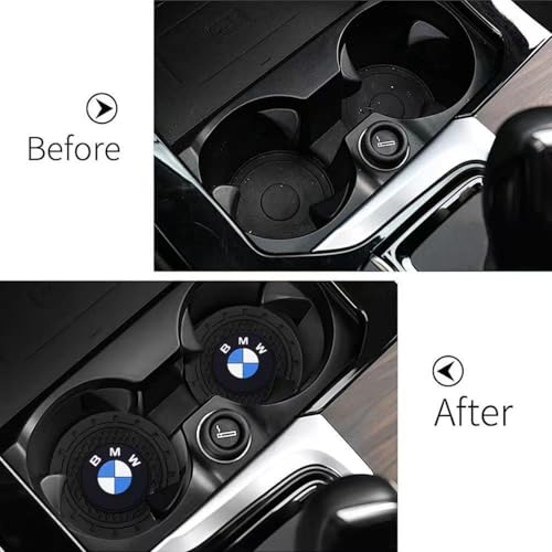 Image of Car Cup Holder Coaster for BMW Series Universal Non-Slip Cup Holder Insert Coaster Car Interior Accessories,Black 2PCS