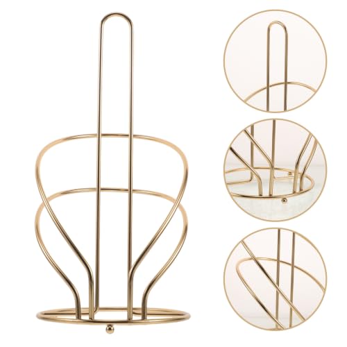 Soporte para papel de cocina de hierro portarrollos independiente dorado Toddmomy para mesa 8