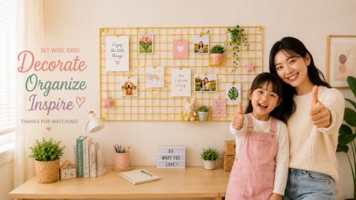 Image of Steel Photo Collage Grid Frame, Basket & Tray| Photo frame grid DIY Mesh Wire Frame (Wire Grid-01, Basket-01, Tray-01, GOLD)