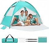 COVACURE 2026 New Upgraded Beach Tent Sun Shelter - UPF 50+ UV Protection Beach Shade for 3-4 Person, Waterproof & Lightweight, Easy Setup Portable Sun Canopy for Camping, Fishing, Beach (Green)