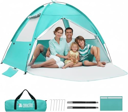 COVACURE 2026 New Upgraded Beach Tent Sun Shelter - UPF 50+ UV Protection Beach Shade for 3-4...