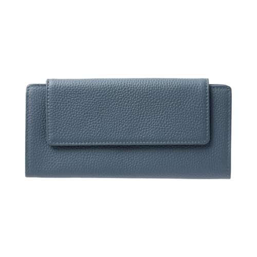 [PURCHIC] 長財布 レディース 財布 本革 薄型 軽量 スリム 薄い 大容量 イタリアボタン スキミング防止 (ネイビー)（Amazon）