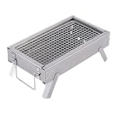 Holzkohlegrill - Tragbarer Klappbarer Edelstahl Outdoor Grill für Camping und Hinterhof