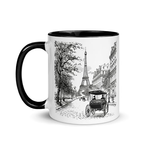 Chatcripant Mug Paris tour Eiffel France Souvenir Voyage Tasse Monuments Dessin Romantisme Élégance Déco Café Ville Lumière Thé Cadeau Art Original...