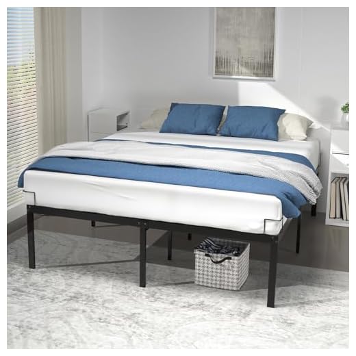 vounot® Cadre de Lit 160 x 200 cm en Métal Robuste avec Sommier à Lattes et Fixation Hauteur 36 cm avec Espace de Rangement pour Adultes et Adolescents Noir