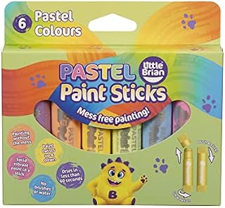Little Brian Paint Sticks Pastel Colours 6 Assorted, 6 x 10g