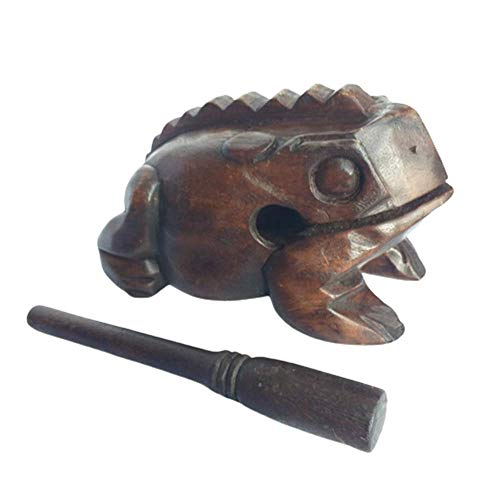 Cozinest Medium 6\" Wood Frog Guiro Rasp Musical Instrument Tone Block Solid Carved Musical Toy Percussion Instrument (Brown)