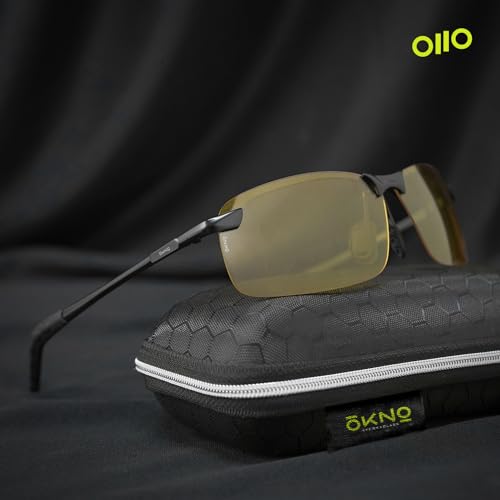 Image of Eyewearlabs OKNO | Polarized Night Driving Yellow Wrap-Around Branded Stylish Sunglasses For Men & Women | 100% UV Protection Shades | Cricket Sports Cycling Driving | Large | Troy