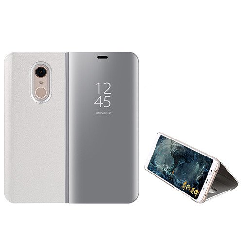 Custodia® Espejo Chapado Transparente View Stand Función Flip Funda para Meizu 16 (Plata)