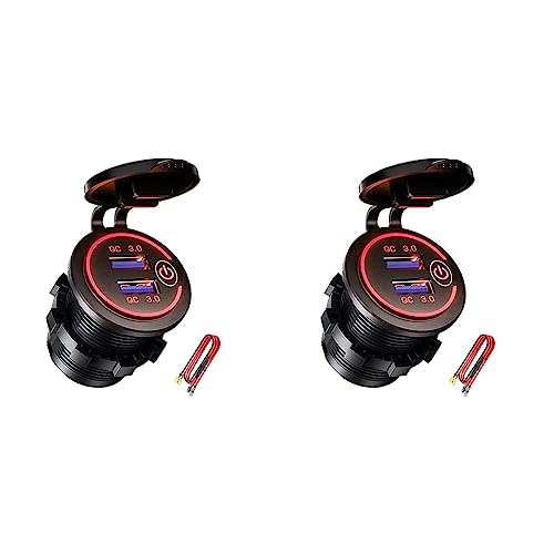 Cargador USB dual QC 3.0 de 12V con interruptor táctil impermeable para coche y náutica