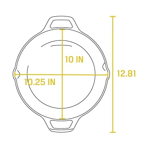Lodge L8Skl Dual Handle Pan/Skillet, Black, W 27.2 X H 5.1 X L 32.5 Cm, 10.25 Inch, Cast Iron