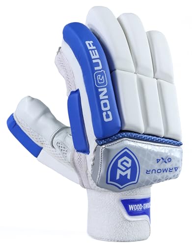 Image of Armour-GX4 (4.0) | Cricket Batting Gloves | Multi Color (Silver-White-Blue, Medium, Right)