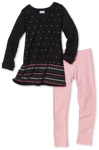 Conjunto de túnica para niñas pequeñas de dos piezas estampado suave