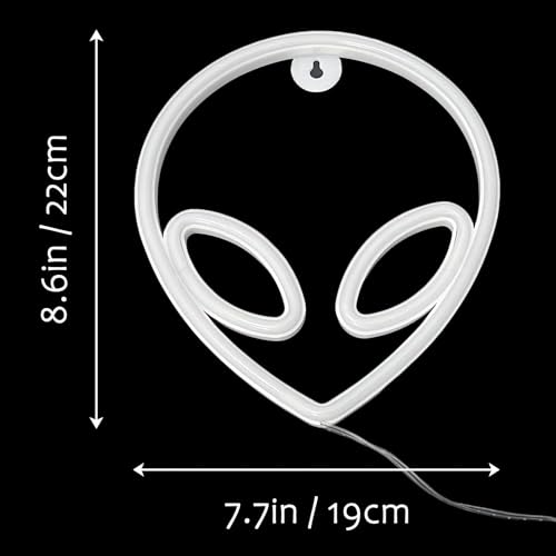 Image of Alien Neon Sign Blue and Pink Alien Light, Alien LED Sign Alien Head Lamp Gifts USB /Battery Powered Neon Sign for Man Cave Game Room Teen Bedroom, Party Decorations for Halloween, Christmas