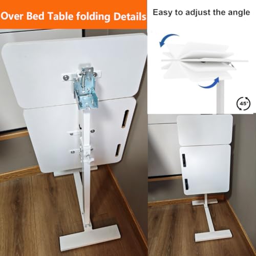 Beweglicher Computerarbeitsplätze, Laptoptisch, Klapptisch für Sofa, höhenverstellbar, 63–110 cm, Stehpult mit Tablett, rollbar, neigbar, Nachttisch, für Wohnzimmer, Schlafzimmer (Farbe: Weiß)