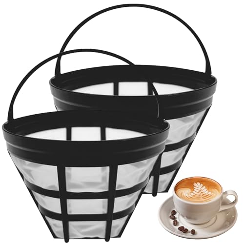 Filtros de café reutilizables 2pcs 8-12 taza de filtros de canasta de nylon de malla fina con mango, filtro de café sin BPA para fabricantes y cervecerías de máquinas