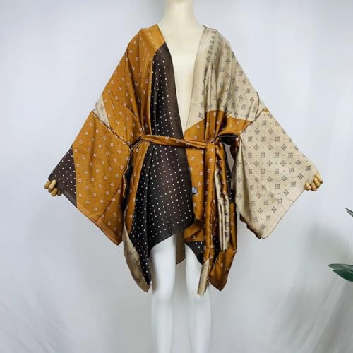 Summer Silk Feeling Beach Cover up Women Cardigan Fashion Sexy Boho African Holiday Party Long Sleeve Robe Kimono Kaftan2