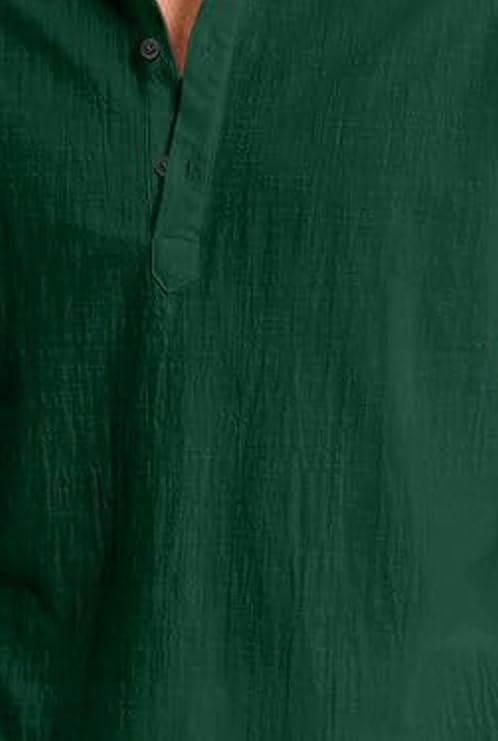 Image of Men's Full Sleeve Beige Color Cotton Blend Mandarin Slim Fit Shirt Style Kurta for Men and Boys