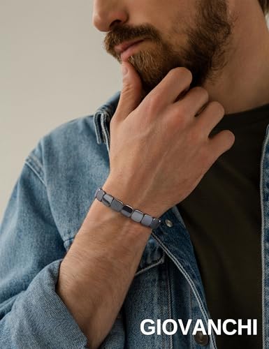 Giovanchi Pulseras para Hombre Pack 6 Pcs Tamaño Grande Hematita miniatura 2