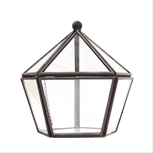 Preisvergleich Produktbild HOMEDAI Geometrische Schmuck Box Ringschachtel Schmuckschatulle Blume Zimmer Ehering Box Ewige Blume Glasabdeckung Innovative Nordic Inneneinrichtung,Black