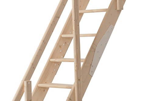 DOLLE Raumspartreppe aus unbehandelter massiver Fichte Höhe bis 283,5 cm inkl. Geländer mit zweigeteilter Wange