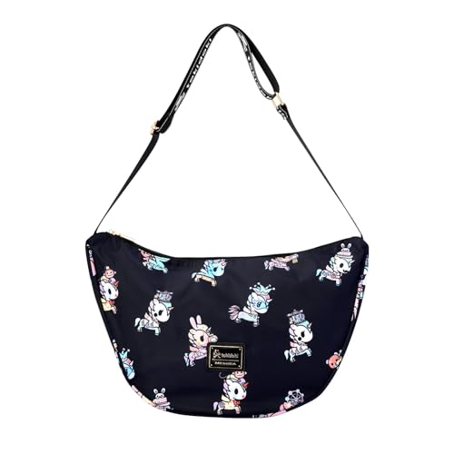 Tokidoki Crescent Bag for Women Unicorno Nylon Crossbody Bag Dumpling Cross Body Purse with Adjustable Strap (colorful)