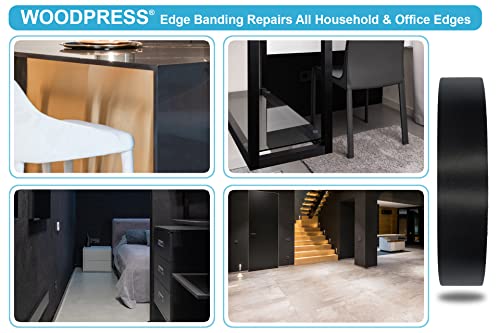 WoodPress® 19mm Mattschwarz Melamin Kantenumleimer mit Schmelzkleber – 50m Industrielle Rolle – Einfaches Aufbügeln für Heimwerker