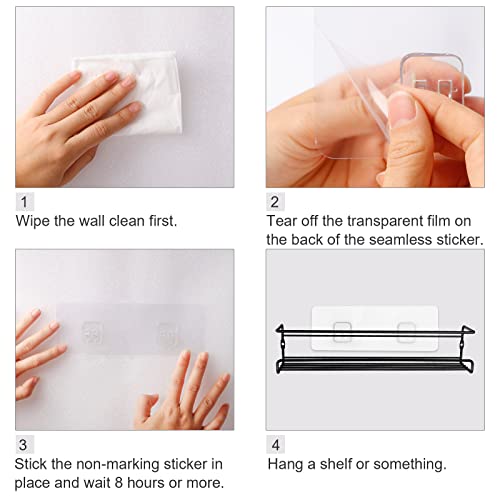 Fgsaeor 9-Pack Shower Caddy Adhesive Replacement, Transparent Adhesive Hooks Stickers, Strong Hook Strip For Shower Caddy Basket Shelf, Soap Holder, Bathroom Storage Corner Shelves, Kitchen Racks #TOP2