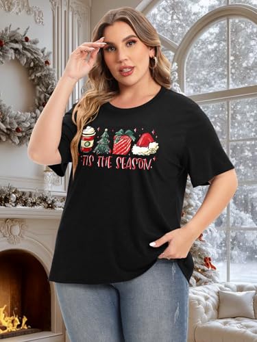 HDLTE Women Plus Size Tops Casual Short Sleeve Graphic Tee Shirts Oversized Tee Tops3