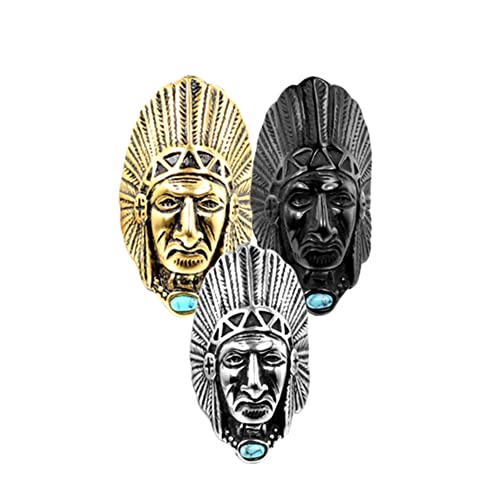 Image of HIJONES Unisex Stainless Steel Indian Chief Tribe Ring