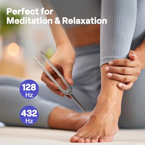 Tuning Fork Set – 128Hz 432Hz 512Hz 528Hz Weighted & Unweighted Frequency Tools with Activator, Mallet & Vegan Pouch – for Yoga, Meditation, Chakra, Ideal as a Gift - Image 4