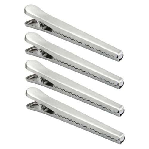 DECORNIJIA 4 pièces Lot de Clips de Fermeture Acier pour Sachets Alimentaires Pinces Étanches à Dents pour Conserver la Fraîcheur des Snacks et Aliments
