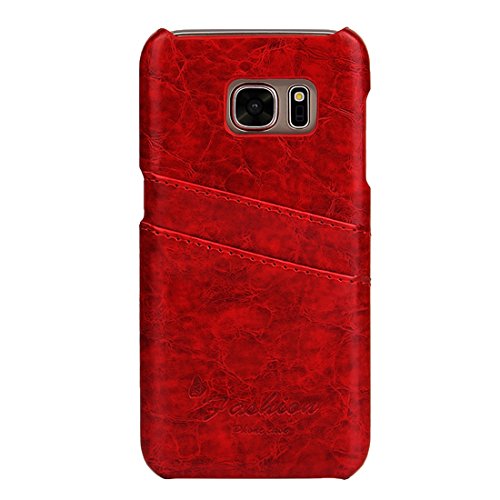 JSLY – Capa rígida de couro com textura de cera de óleo para Galaxy S7 Edge/ G935 com compartimentos