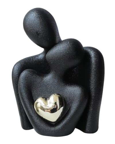 Estatua decorativa pareja cerámica negra grande miniatura 1