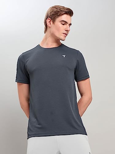 Image of TECHNOSPORT Men's Slim Fit Polyester Activewear Sports T-Shirt with Moisture-Wicking Comfort for Workout, Running & Gym