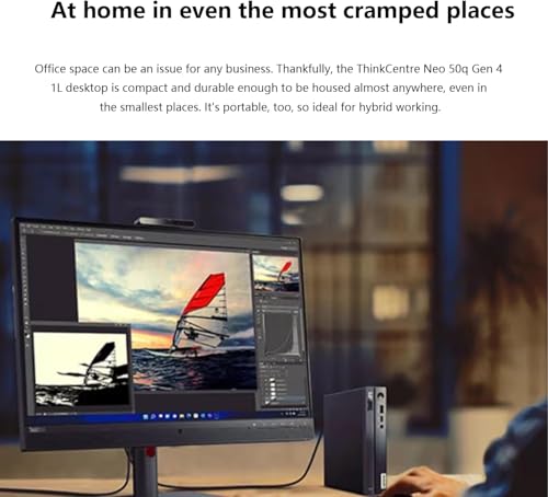 Image of Lenovo ThinkCentre Neo 50q Gen4 1L Mini PC | Intel 12th Gen CPU (6Cores, Up to 4.4GHz) | 32GB RAM, 1TB SSD | Windows 11 | WiFi 6, RJ45 | UHD Graphics | Dual 4K Display Support