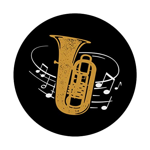 Orchestra Tubist Sheet Music Brass Instrument Tuba PopSockets Swappable PopGrip, Black - Image 3