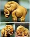 Xiyuelily Natural Wood Elephants Figurines – 2PCS Carved Wooden Elephants Statues with Base, Small Wildlife Animal Decor for Home & Office Desk, African Art Collectible Gift