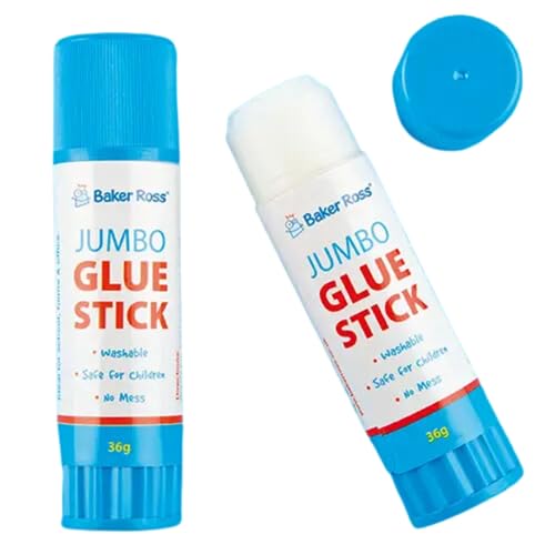 Baker Ross EV7063 Jumbo Glue Sticks - Pack of 3, for Children for Crafts, Adhesives and Scrapbooking Art Activities