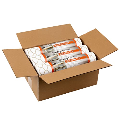 Duck Easyliner Brand Smooth Top Shelf Liner, Taupe Quatrefoil, 12 In. X 10 Ft, 6 Rolls, 10' #TOP1