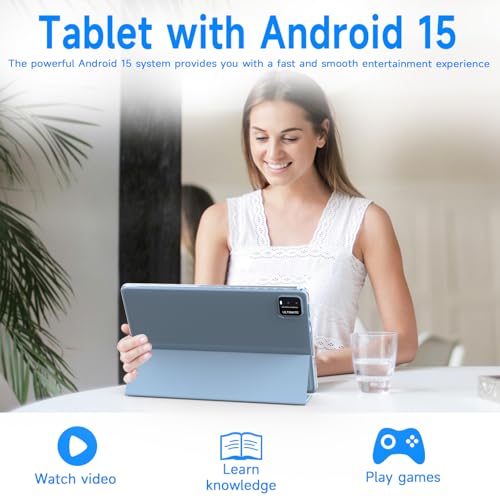 Image of 2 in 1 Android Tablet 10 Inch with Tablet Case and Stylus Pen Android 15 Tablet 5G WiFi-6 1280 x 800 Full HD IPS Display 6000mAh 64GB ROM + 12GB RAM (4+8 Virtal) 1024GB