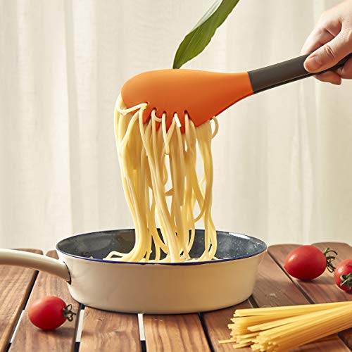 Cusinine 2-In-1 Silicone Food Tongs For Cooking And Serving Pasta, Salad, Meat, And Vegetables, Fork And Spoon Spatula Grips, Heat Resistant, Non-Stick, And Bpa Free #TOP3
