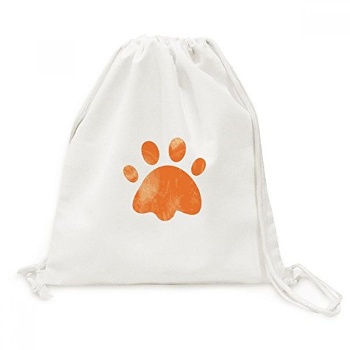 Sac Voyage Sacs à cordon en toile robuste avec motif empreinte animal orange
