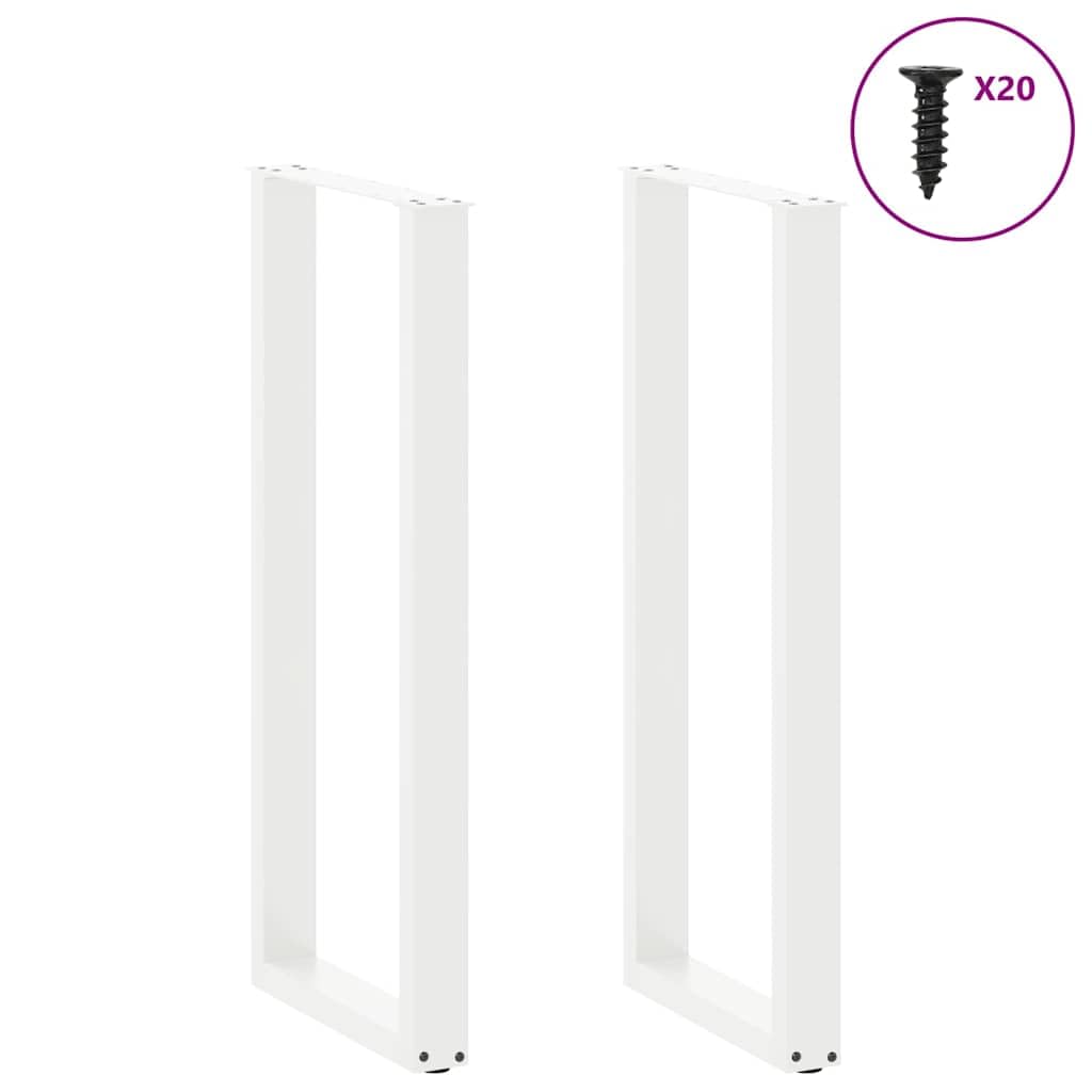 vidaXL Patas para Mesa de Bar en Forma de U (2 Unidades), Color Blanco, 40 x (110-111) cm, Acero