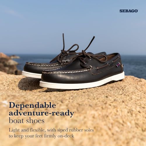 Image of Sebago Portland Boat Shoes - Full-Grain Leather Moccasins, Handsewn with Leather Sock Lining and Non-Marking, Slip-Resistant Sipped Rubber Outsoles