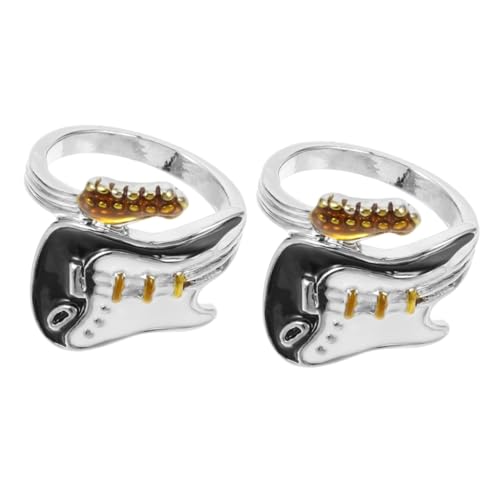 WHZHDMA Guitar Rings Punk Music Cool Open Jewelry Ring for Men Zinc Alloy