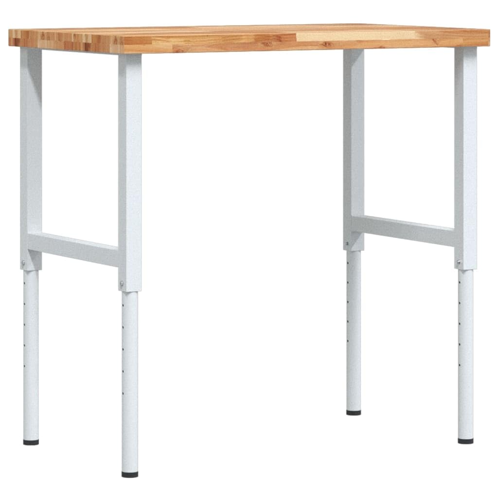 Banco de trabajo rectangular de madera maciza de acacia, 100 x 60 x 73-99,5 cm